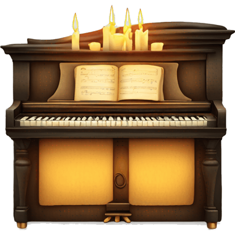 vintage piano with melted candles on top emoji