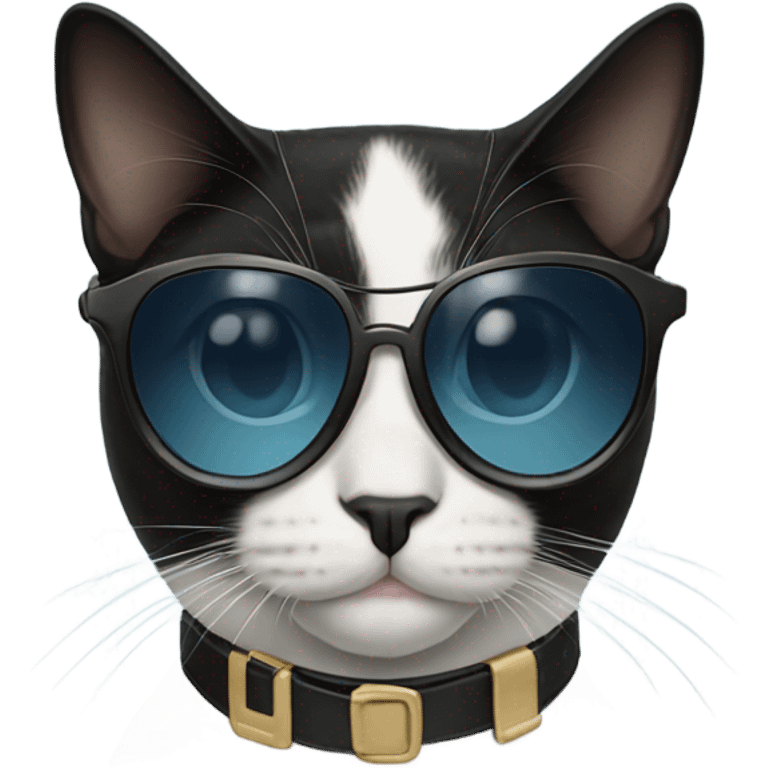 Tuxedo cat with aviator sunglasses  emoji