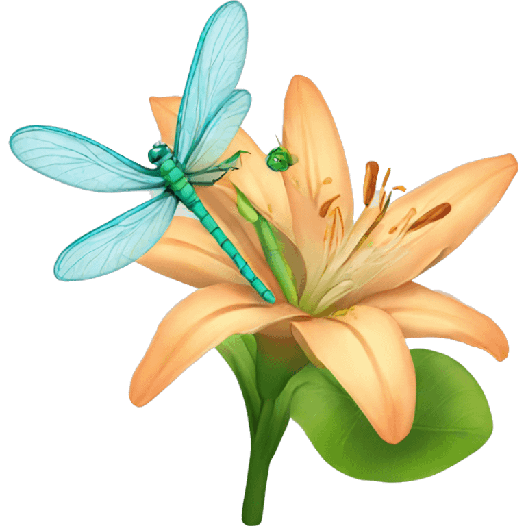 lily flower and dragonfly emoji