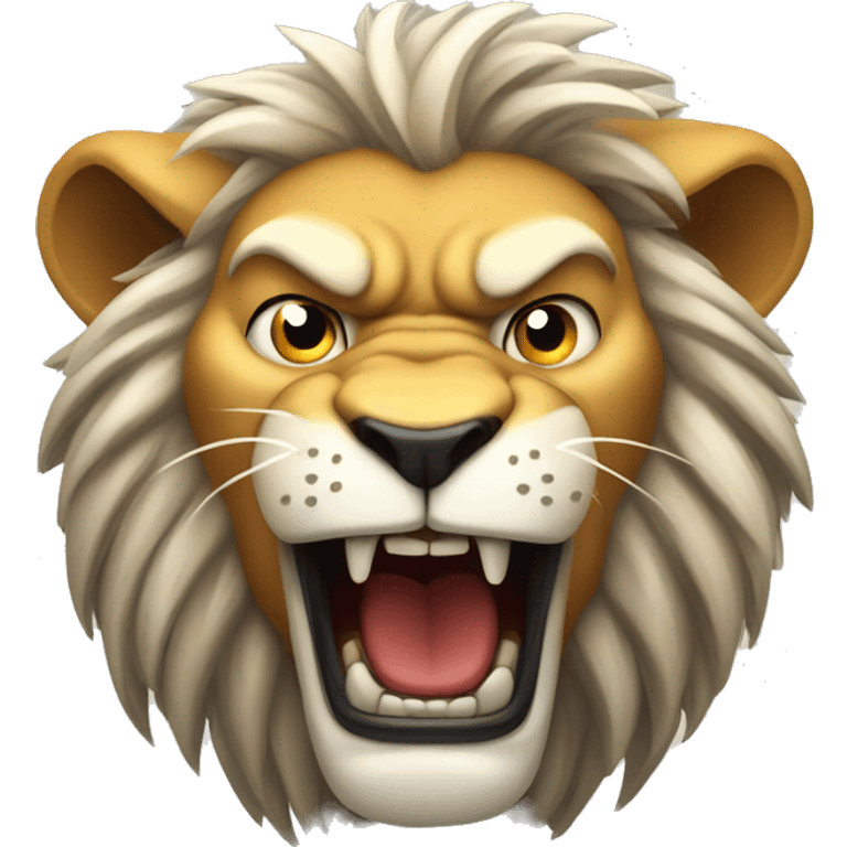 Angry lion roars wriggling his head emoji