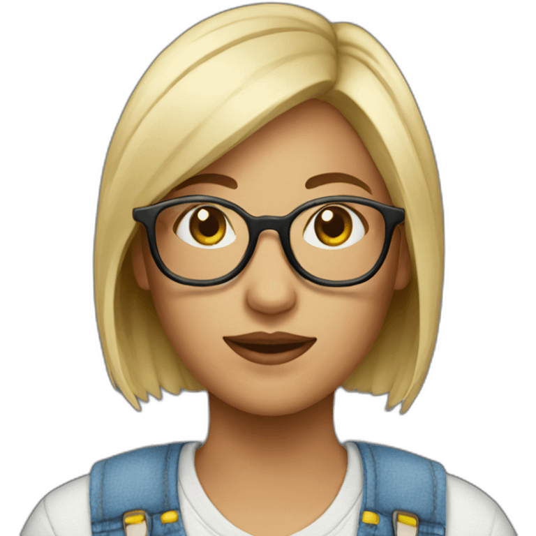 women in a overalls with glasses emoji