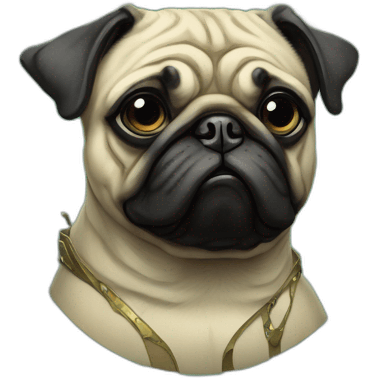 A cyberpunk pug in Art Nouveau style during 1910 emoji