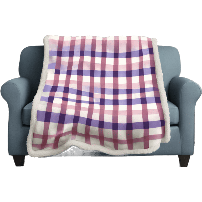 Plaid throw blanket on plush couch emoji