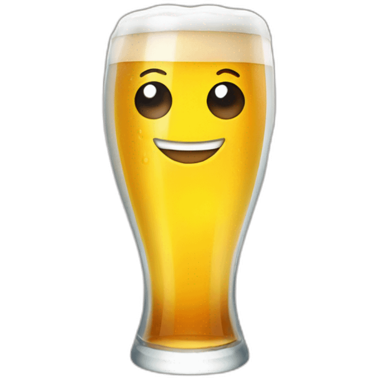 Smiling cute glass of beer emoji with eyes emoji