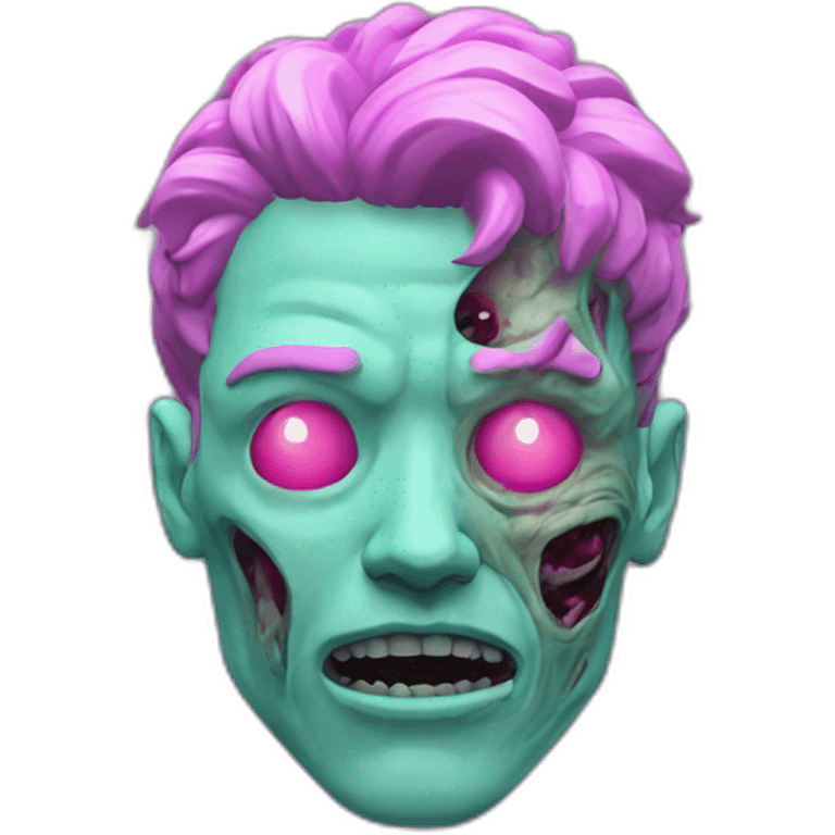 Vaporwave person, half person face half zombie face emoji