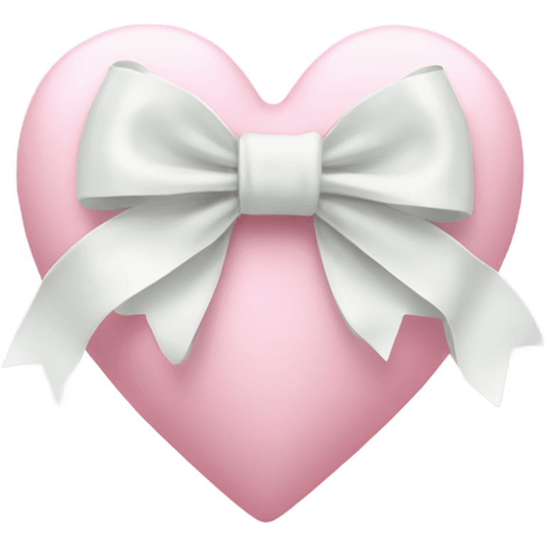 Pastel pink heart with white bow emoji