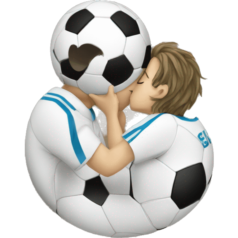 kissing a soccerball emoji