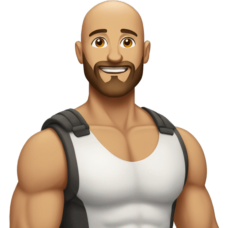 Muscular bald guy with brown beard emoji