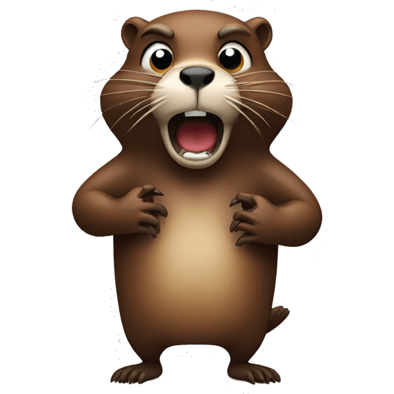 Scared beaver with hands near the mouth emoji