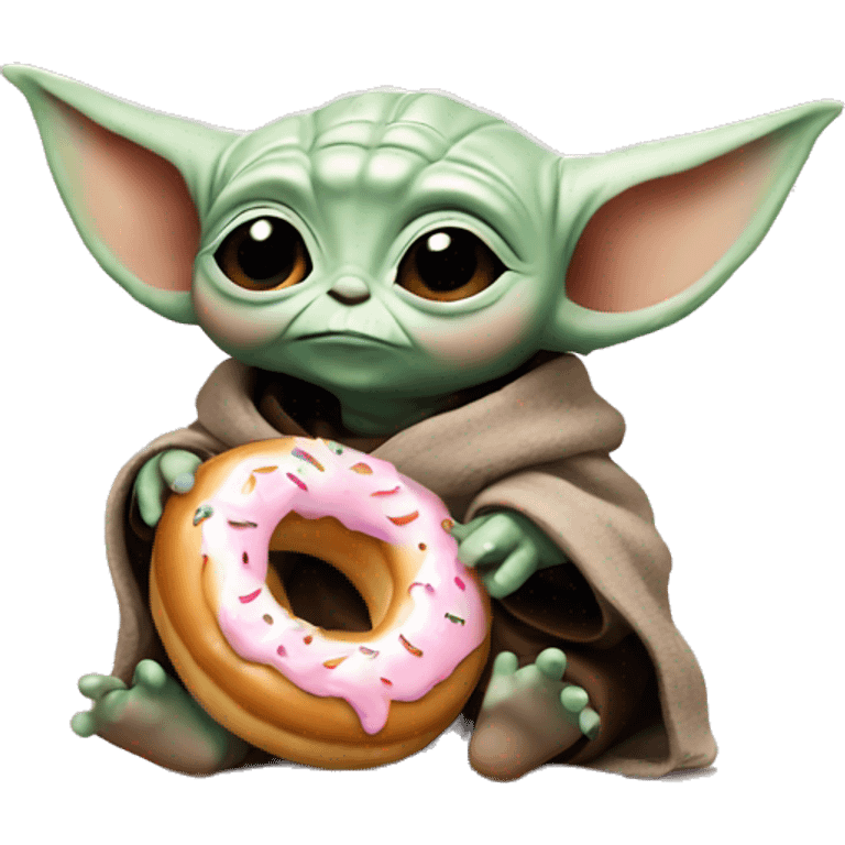 baby yoda with donut emoji