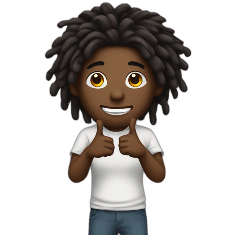 black guy with dreadlocks doing hands sign emoji