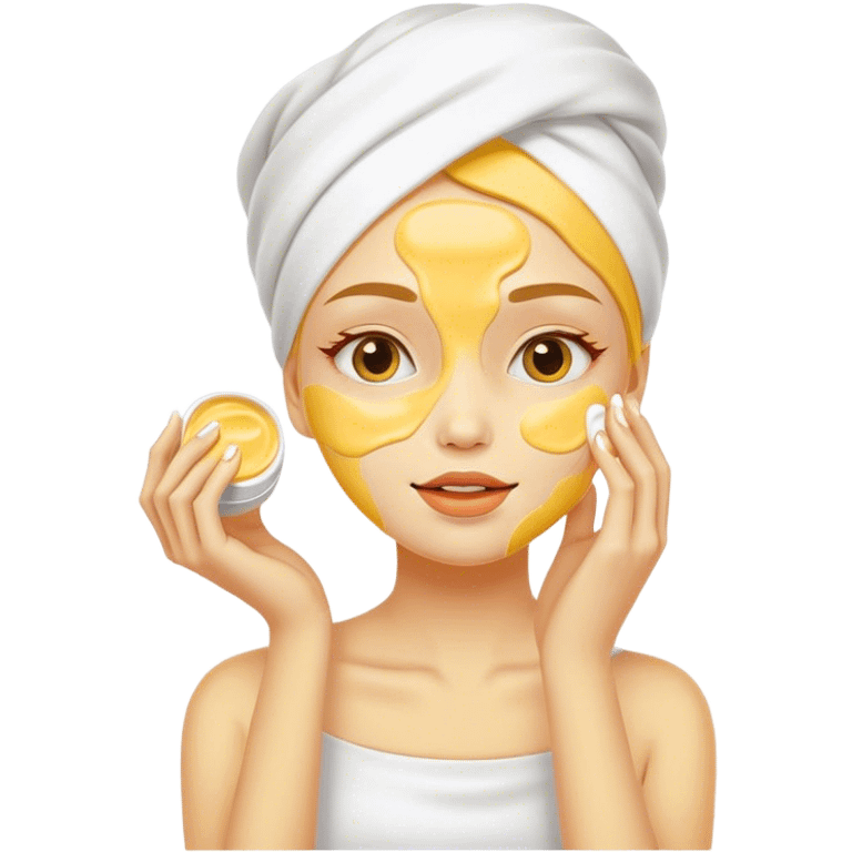 yellow girl applying cream on face emoji