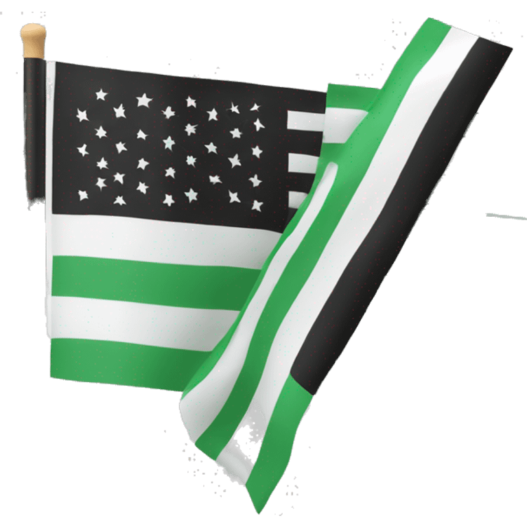 3 horizontal lines (green, white and black) flag in a stick  emoji