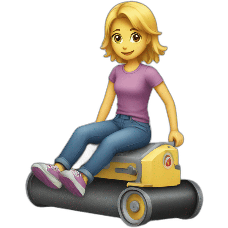 Girl on asphalt roller emoji