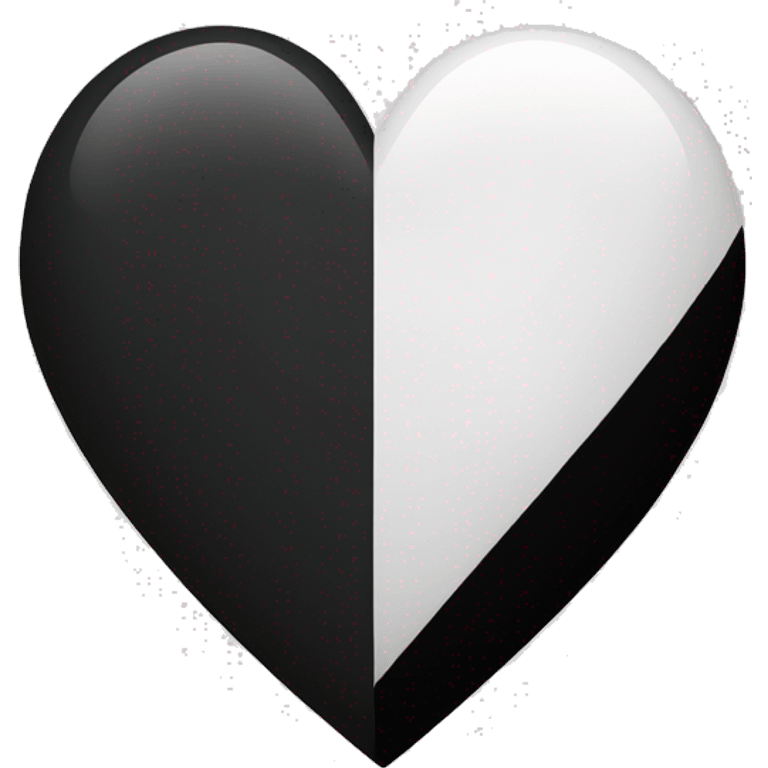 Half white half black heart where left half is white emoji