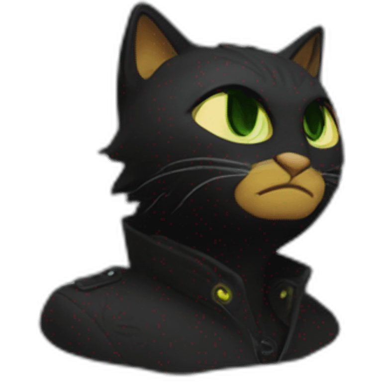 Chat noir avec des yeux jaunâtres coucher emoji