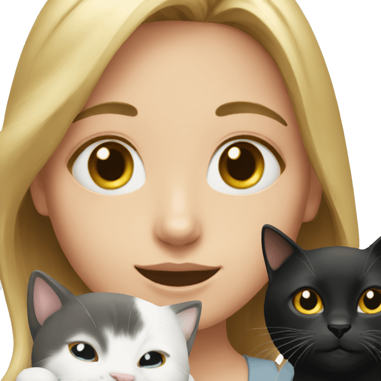 girl with black and white cat emoji