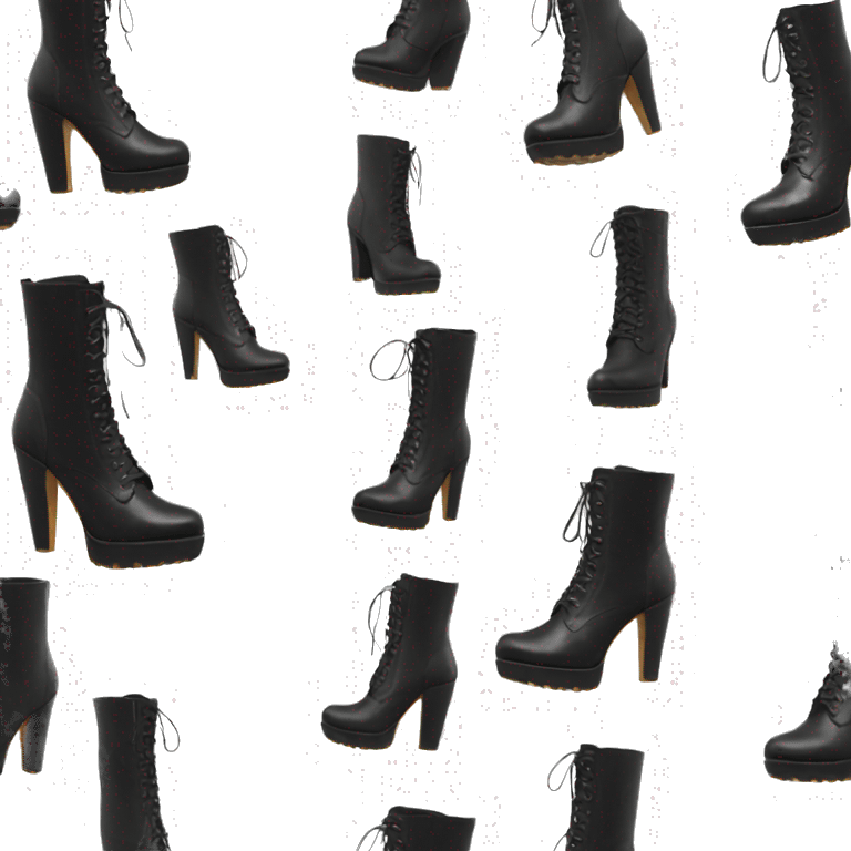 Black tall High heel boot lace up leather tall emoji