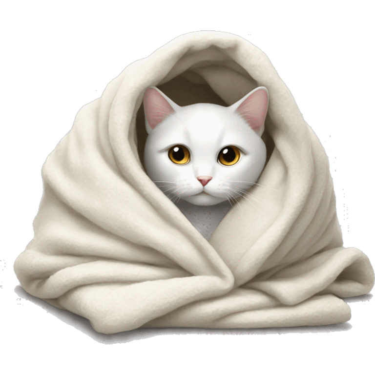 White cat in a blanket emoji