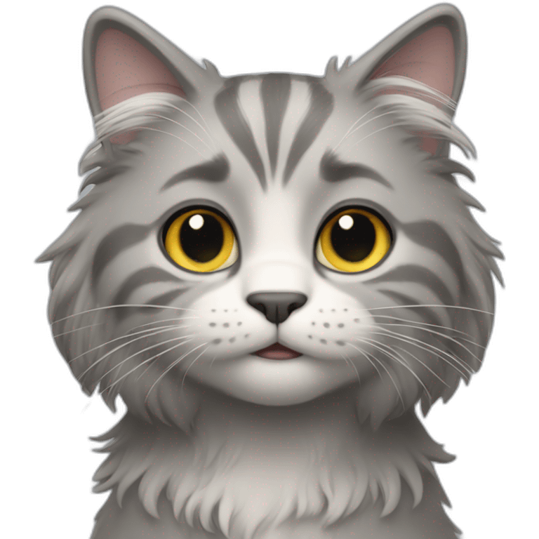 Pixar long hair cat grey emoji