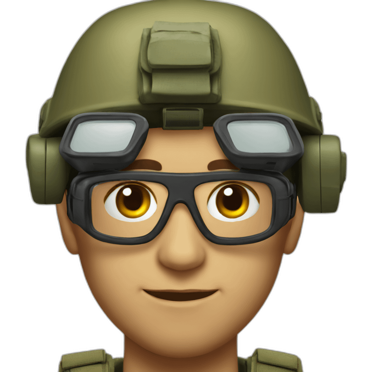 israeli soldier with vr glasses from 45 degrees emoji