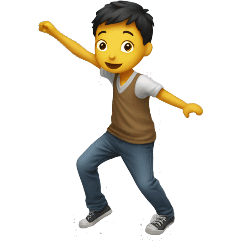 boy dancing near a marker board emoji