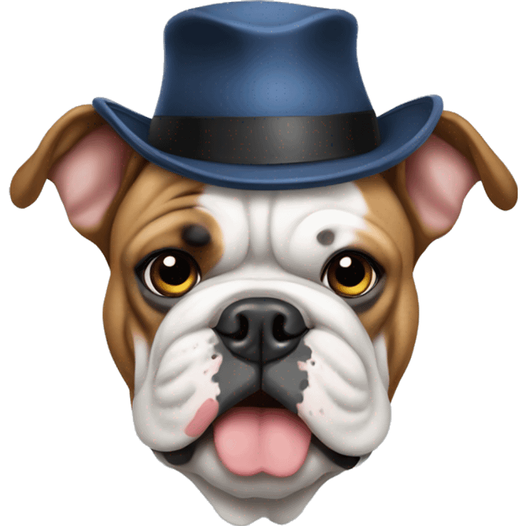 English bulldog wearing hat emoji