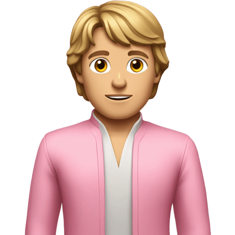 all pink suit human-looking luke skywalker excercising force, upper body, must be all pink emoji