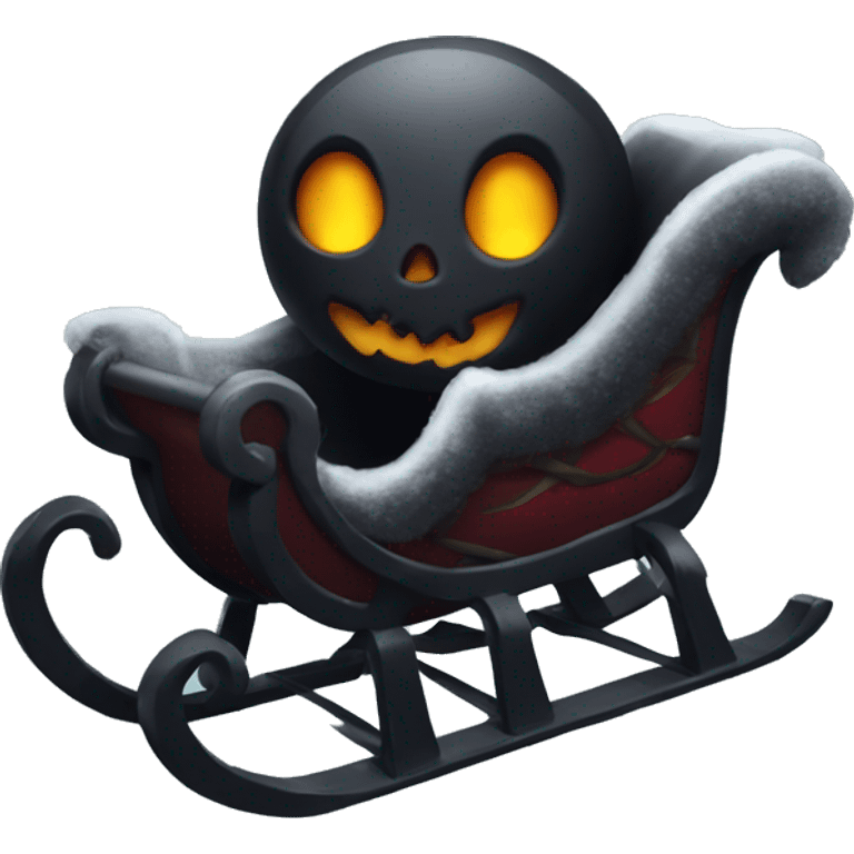 Black spooky christmas sled  emoji