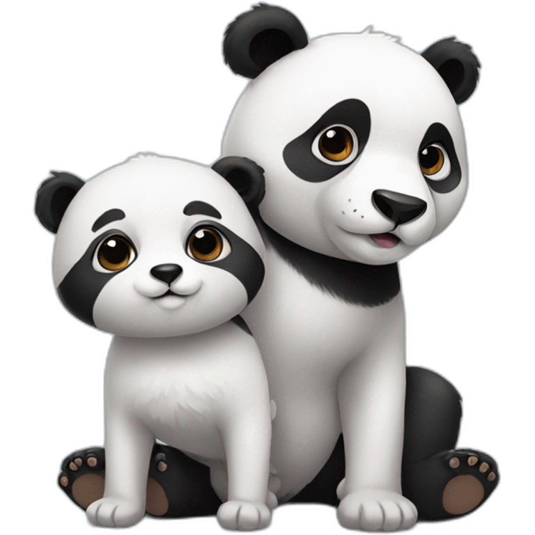 Panda with dog baby emoji