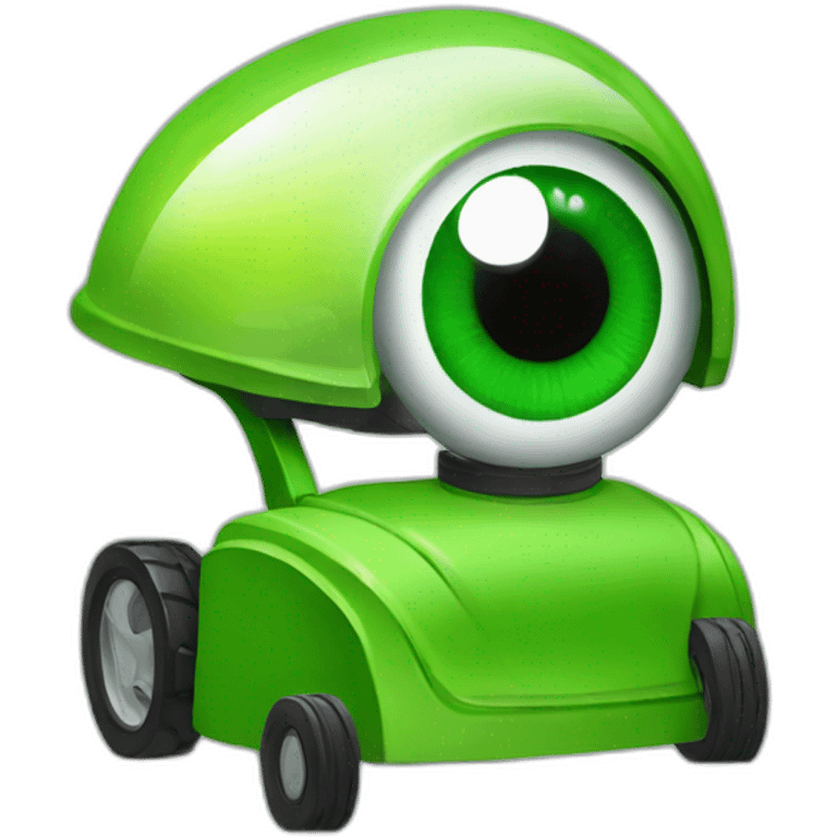 an eyeball with a green lawnmower reflection emoji