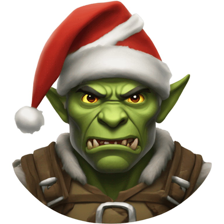 Fierce Orc ranger wearing santa hat emoji