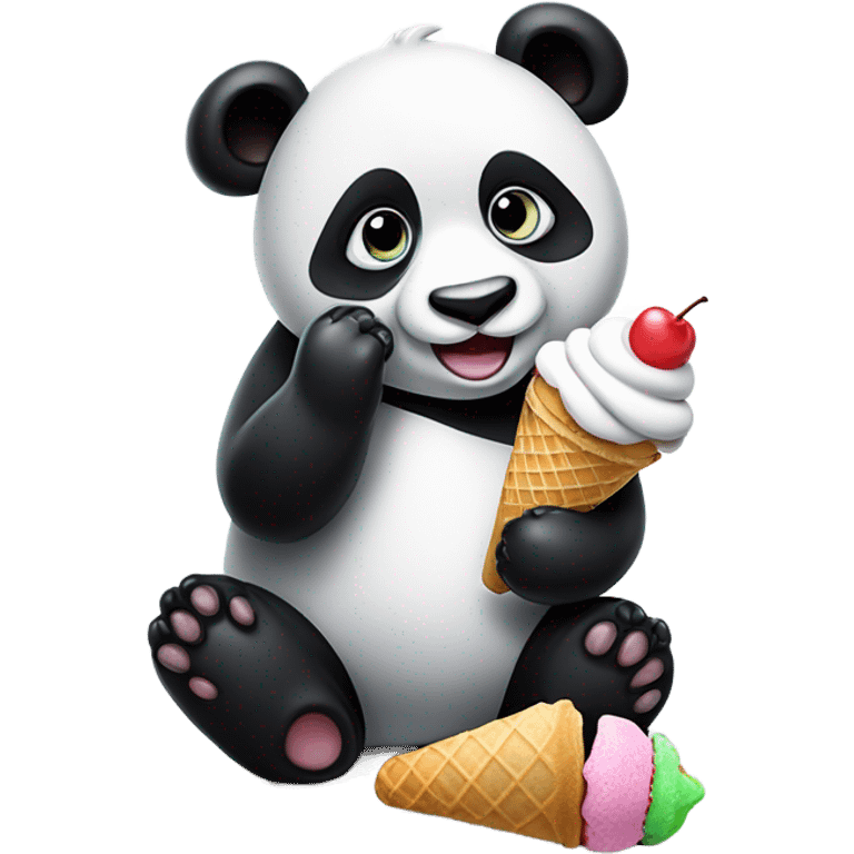 Panda eating ice cream emoji