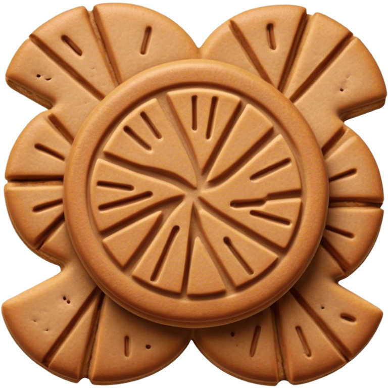 Cinematic Realistic Speculaas Biscuit Emoji, featuring spiced, crisp cookies rendered with lifelike detail and warm, aromatic lighting. emoji