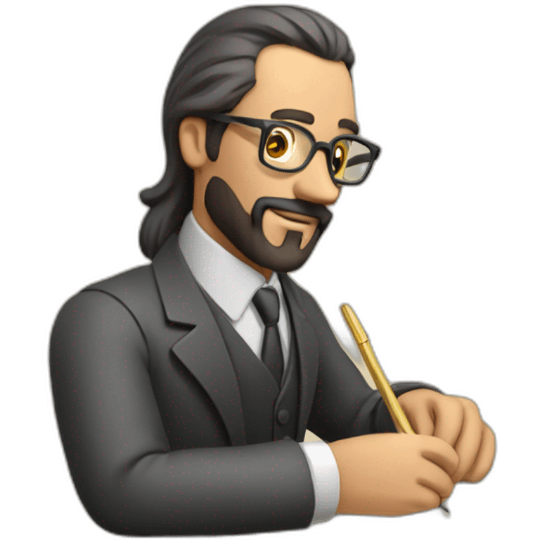 Man writing document with paper and quill  emoji