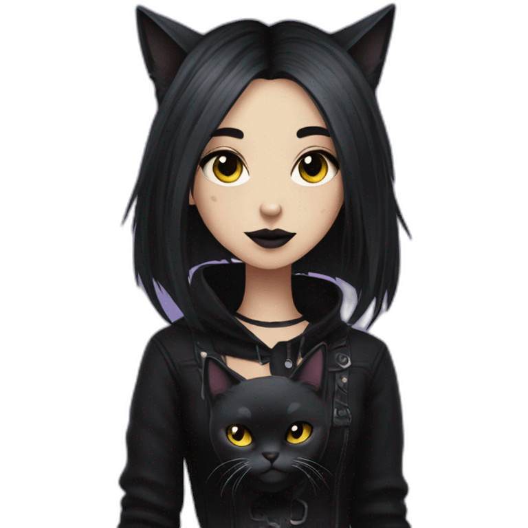 goth girl with a cat emoji