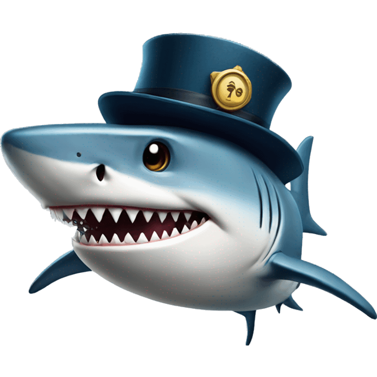 shark wearing tophat emoji