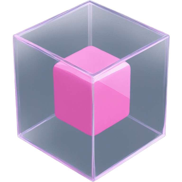 pink cube inside another glass cube isometric view emoji