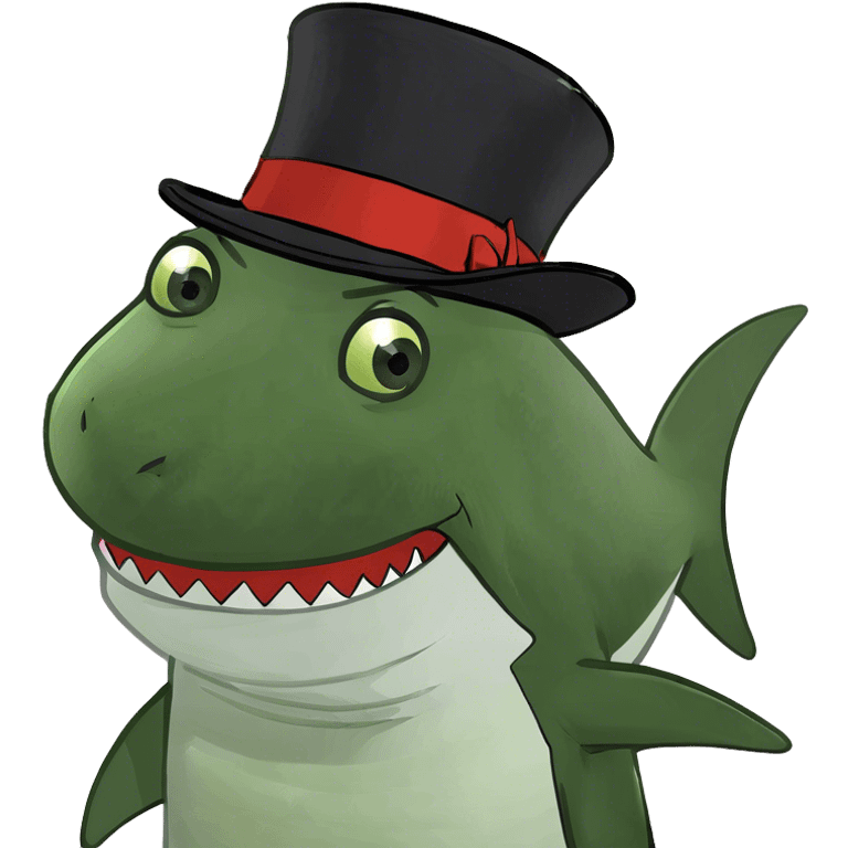 Shark with a top hat emoji