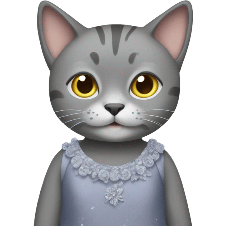 gray cat with dress emoji