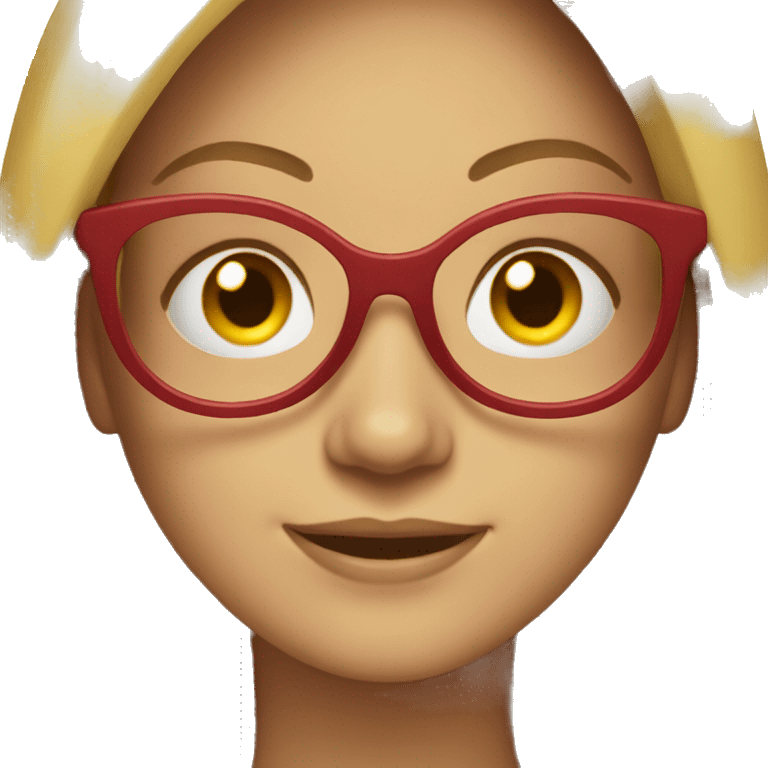 smiling woman with red glasses  emoji