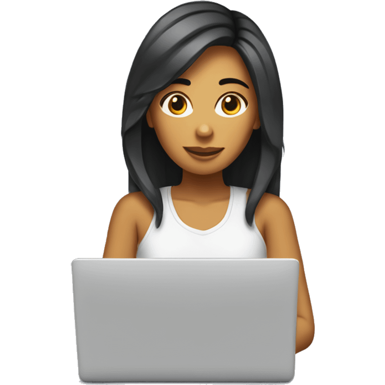 chica cabello largo con laptop emoji