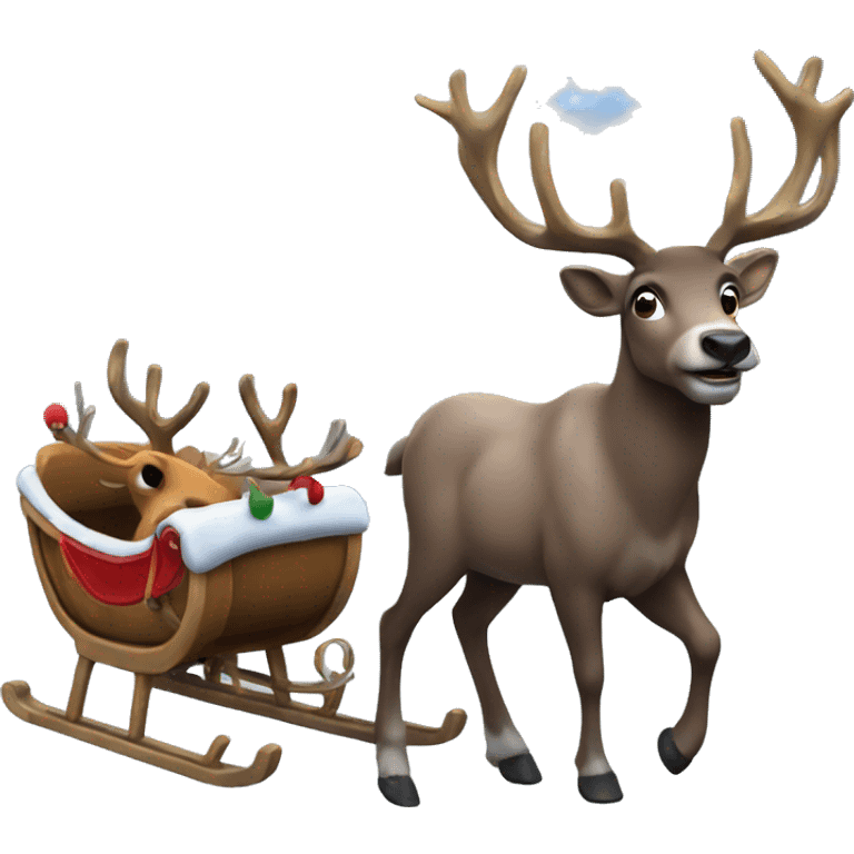 Moon with sled and raindeers emoji