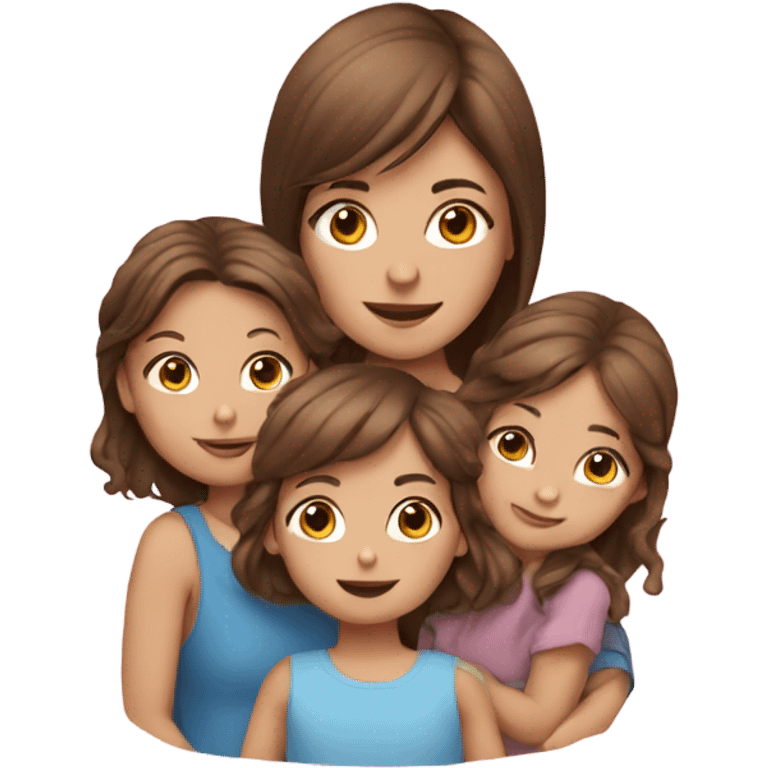 Brown hair girl with boy and baby girl  emoji