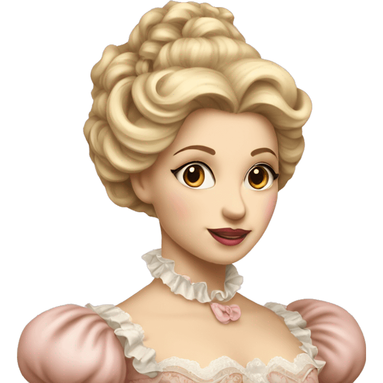 vintage rococo brown and blonde woman in a light pink gown  emoji