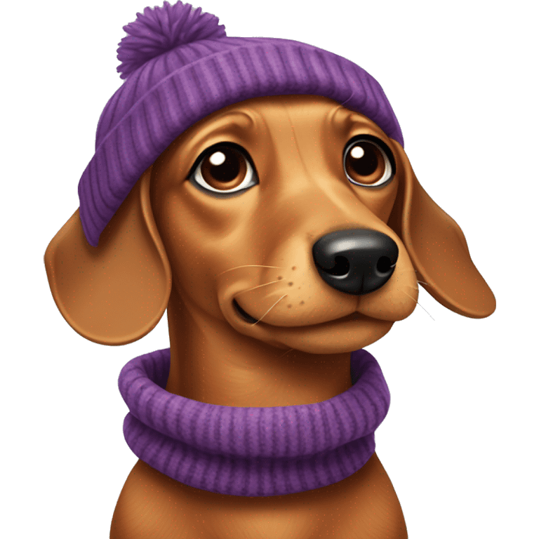 Dachshund wearing beanie and scarf emoji