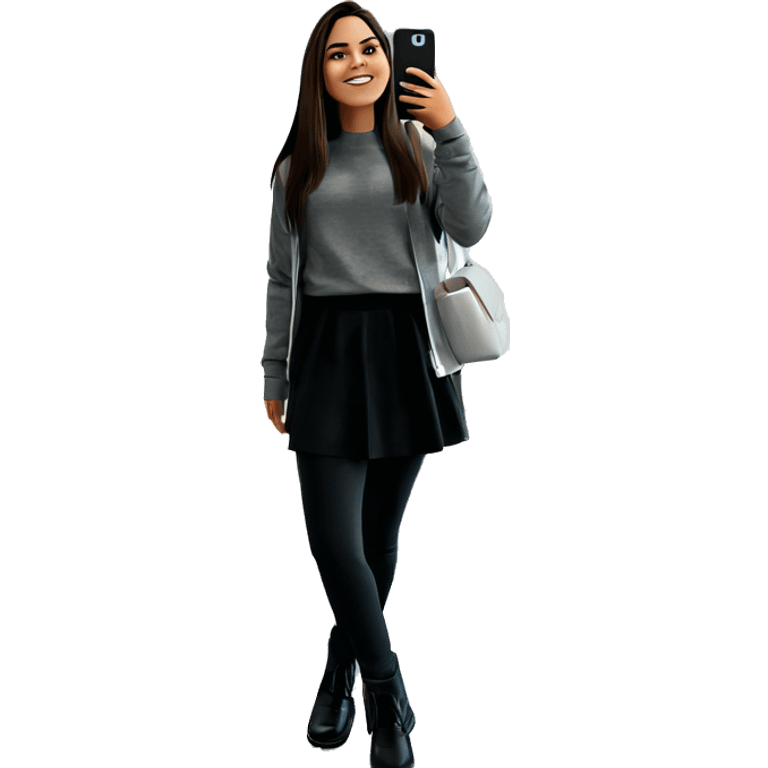 girl standing with phone indoors emoji