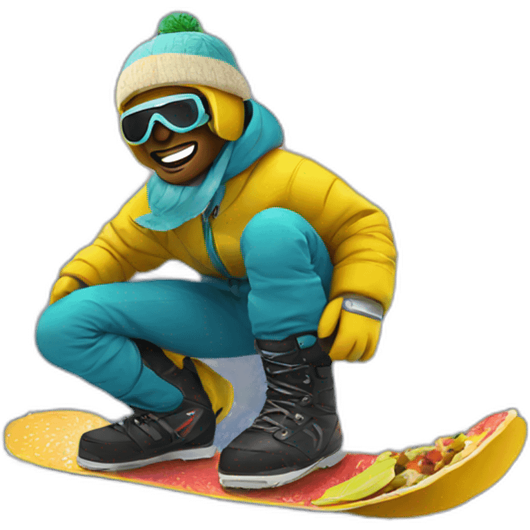 snowboarding while eating a taco emoji