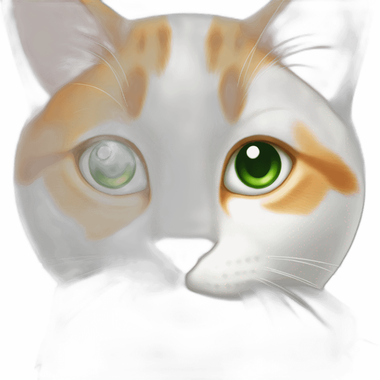 orange and white cat with green eyes emoji