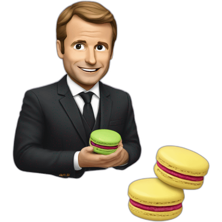 Macron dans un macarons emoji